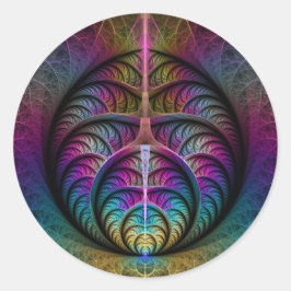 Trippy Gemustert Colorado Abstraktes Fraktal Kunst Runder Aufkleber