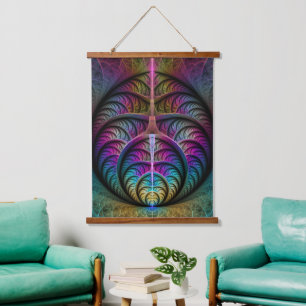 Trippy Gemustert Colorado Abstraktes Fraktal Kunst Wandteppich Mit Holzrahmen