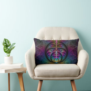 Trippy gemustert farbenfrohe abstrakte Fraktal-Kun Lendenkissen