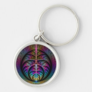 Trippy gemustert farbenfrohe abstrakte Fraktal-Kun Schlüsselanhänger