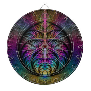 Trippy gemusterte bunte abstrakte Fraktal-Kunst Dartscheibe