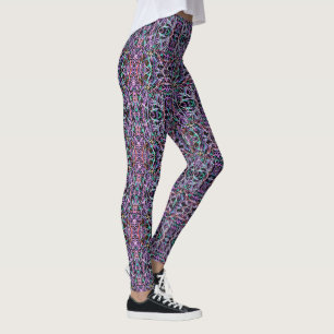 Trippy Geometrie Abstrakt in Lila, grün, schwarz Leggings
