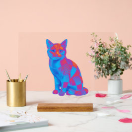 Trippy geometrische Katzenkunst Acrylschild