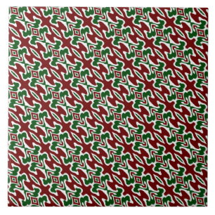 Trippy geschwungene Retro-Mod-Christmas-Streifenmu Fliese