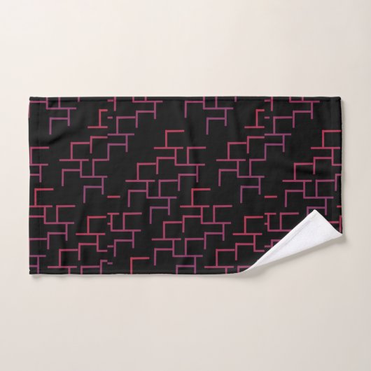Trippy Gradient Maze Black Red Badhandtuch Set (Handtuch)