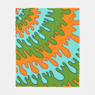 Trippy Green Orange Liquid Tropfen Streifen Y2K Mu Fleecedecke