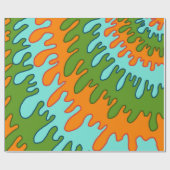 Trippy Green Orange Liquid Tropfen Streifen Y2K Mu Geschenkpapier (Flach)