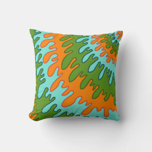 Trippy Green Orange Liquid Tropfen Streifen Y2K Mu Kissen