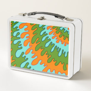Trippy Green Orange Liquid Tropfen Streifen Y2K Mu Metall Brotdose