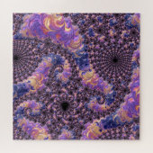 Trippy Groovy Boho Colorful Jewel Tone Fraktal Art Puzzle (Horizontal)