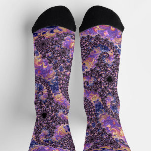 Trippy Groovy Boho Colorful Jewel Tone Fraktal Art Socken