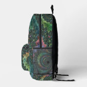 Trippy Groovy Colorful Jewel Tone Fraktal Art Bedruckter Rucksack (Rechts)