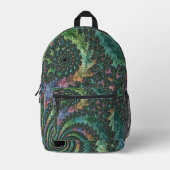 Trippy Groovy Colorful Jewel Tone Fraktal Art Bedruckter Rucksack (Vorderseite)