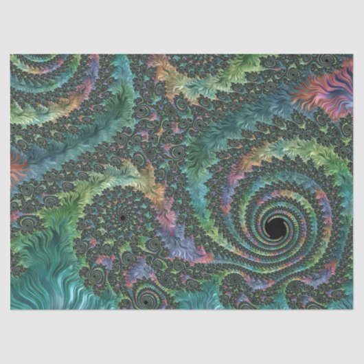 Trippy Groovy Colorful Jewel Tone Fraktal Art Seidenpapier (Vorderseite)