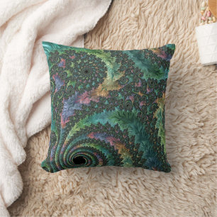 Trippy Groovy Farbige Juwel-Ton-Fraktal-Kunst Kissen
