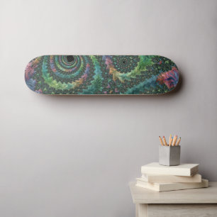 Trippy Groovy Farbige Juwel-Ton-Fraktal-Kunst Skateboard