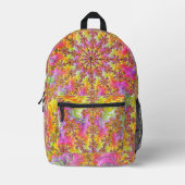 Trippy Groovy Funky Psychedelic Fraktal Burst Bedruckter Rucksack (Vorderseite)