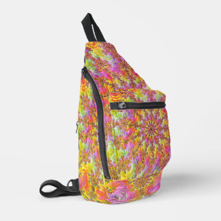 Trippy Groovy Funky Psychedelic Fraktal Burst Crossbody Bag