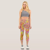 Trippy Groovy Funky psychedelische Fraktal-Explosi Capri Leggings (Vorderseite)
