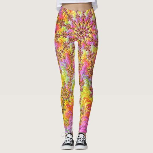 Trippy Groovy Funky psychedelische Fraktal-Explosi Leggings (Vorderseite)