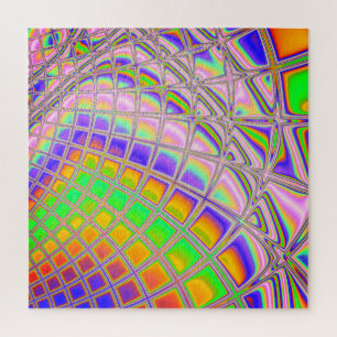 Trippy Groovy Lebendige Abstrakte Digitale Fraktal Puzzle