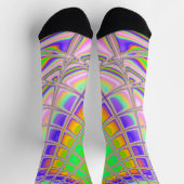 Trippy Groovy Lebendige Abstrakte Digitale Fraktal Socken (Oben)