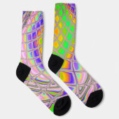 Trippy Groovy Lebendige Abstrakte Digitale Fraktal Socken (Rechts)