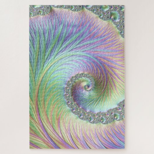 Trippy Groovy Pastel Rainbow Spirale Fraktal Art Puzzle (Vertikal)