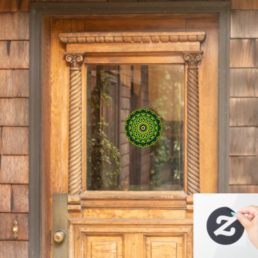 Trippy Groovy Retro Hippie Colorful Mandala Art Fensteraufkleber (Haustür)