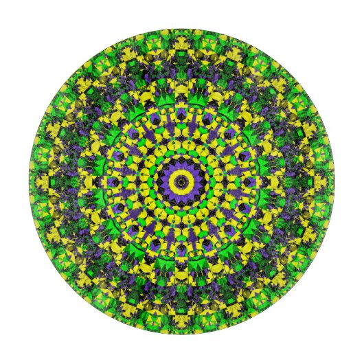 Trippy Groovy Retro Hippie Colorful Mandala Art Schneidebrett (Vorderseite)