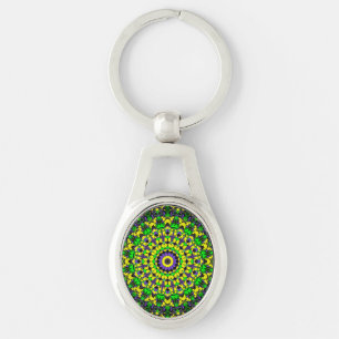 Trippy Groovy Retro Hippie farbenfrohe Mandala-Kun Schlüsselanhänger