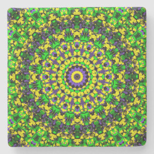 Trippy Groovy Retro Hippie farbenfrohe Mandala-Kun Steinuntersetzer