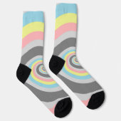 Trippy Groovy Spiral Abstrakt Demiflux Pride Flag Socken (Rechts)