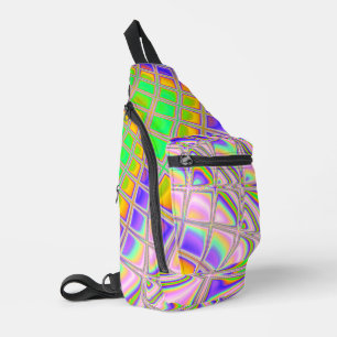 Trippy Groovy Vibrany Abstraktes digitales Fraktal Crossbody Bag