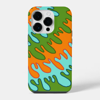 Trippy Grün Orange Flüssigkeit-Tropfen-Streifen Y2 iPhone 14 Pro Hülle
