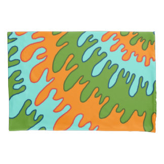 Trippy Grün Orange Flüssigkeit-Tropfen-Streifen Y2 Kissenbezug