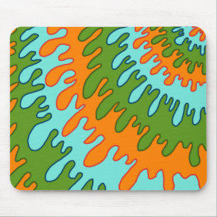 Trippy Grün Orange Flüssigkeit-Tropfen-Streifen Y2 Mousepad