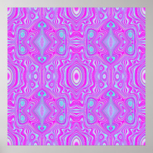 Trippy Hellrosa und Aqua Blau abstraktes Muster Poster