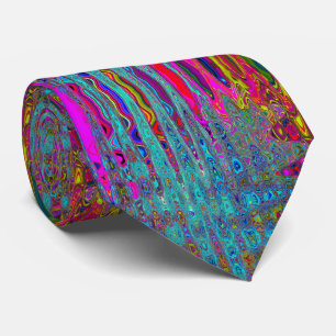 Trippy Himmelblau Abstrakte Retro Atomwellen Krawatte