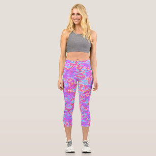 Trippy Hippie Fette Farbige Neon Säure-Trip-Marmor Capri Leggings