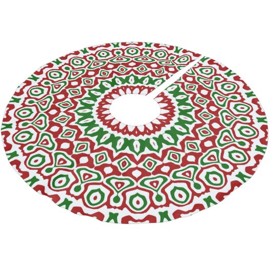 Trippy Hippie Groovy Boho Funky Christmas Mandala Polyester Weihnachtsbaumdecke (Schrägansicht)