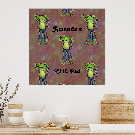 Trippy Hippie Psychedelic Frog Peace Retro Custom Poster (Küche)