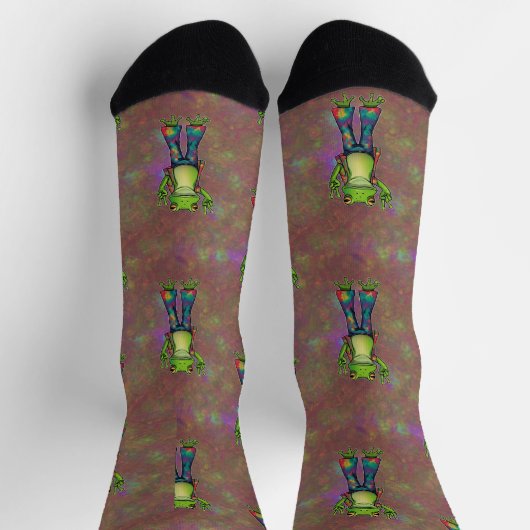 Trippy Hippie Psychedelic Frog Peace Retro Einziga Socken (Oben)