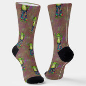 Trippy Hippie Psychedelic Frog Peace Retro Einziga Socken (Gewinkelt)
