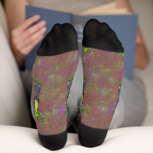 Trippy Hippie Psychedelic Frog Peace Retro Einziga Socken (Unterseite)