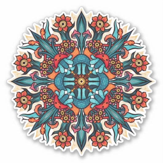 Trippy hippie psychedelic groovy mushroom komisch aufkleber (Vorderseite)