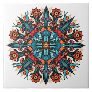 Trippy hippie psychedelic groovy mushroom mandala fliese