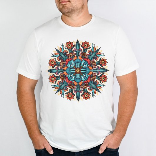 Trippy hippie psychedelic groovy mushroom mandala T-Shirt