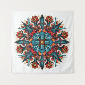 Trippy hippie psychedelic groovy mushroom mandala wandteppich (Vorderseite (Horizontal))