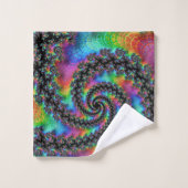 Trippy Hippie Psychedelic Rainbow Spiral Fraktal Badhandtuch Set (Waschlappen)